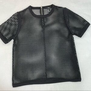 XXI Forever 21 Black heavy mesh short sleeve T-shirt, club attire boxy Sz Med﻿﻿﻿